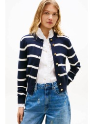 tommy hilfiger γυναικεία πλεκτή ζακέτα ριγέ - ww0ww49617 σκούρο μπλε