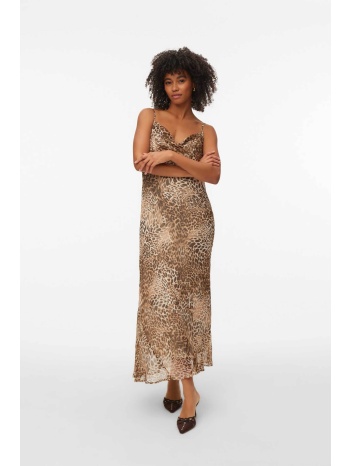 vero moda γυναικείο maxi φόρεμα αμάνικο με animal print σε προσφορά