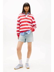tommy jeans γυνακείο denim σορτς straight leg mom - dw0dw22694 denim blue ανοιχτό