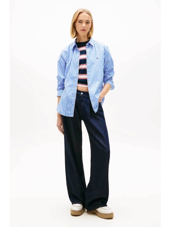 tommy jeans γυναικείο πουκάμισο ριγέ με λογότυπο regular σε προσφορά