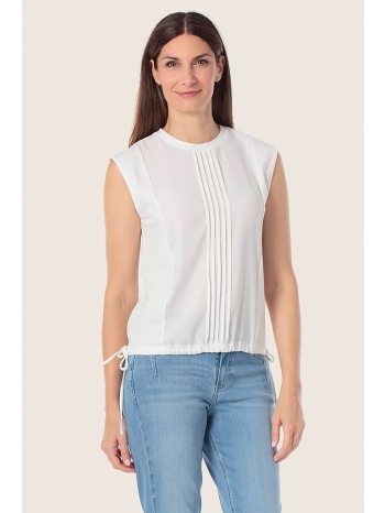 gerry weber γυναικεία μπλούζα με πιέτες - n61950121042 λευκό σε προσφορά