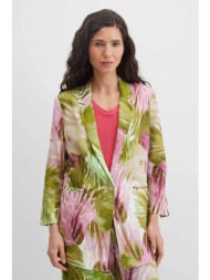 gerry weber γυναικείο λινό σακάκι με floral print - n60158630042 πράσινο