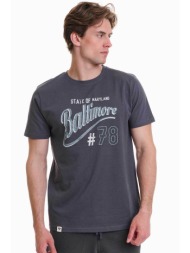 walk ανδρικό βαμβακερό τ-shirt με τύπωμα - w5200-9 γκρι σκούρο
