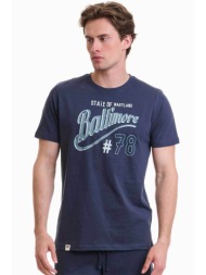 walk ανδρικό βαμβακερό τ-shirt με τύπωμα - w5200-9 μπλε σκούρο