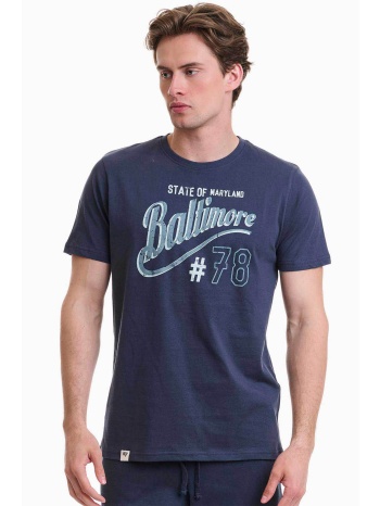 walk ανδρικό βαμβακερό τ-shirt με τύπωμα - w5200-9 μπλε σε προσφορά