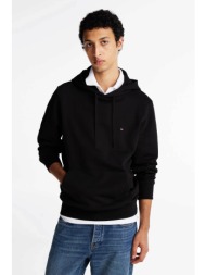 tommy hilfiger ανδρική μπλούζα φούτερ με κουκούλα και λογότυπο regular fit - mw0mw37235 μαύρο