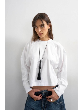 topshop γυναικεία μπλούζα μονόχρωμη με μακρύ μανίκι `rosa`