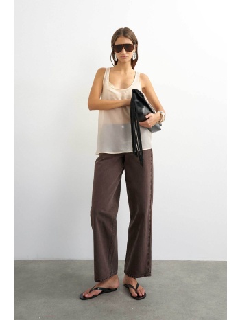 topshop γυναικείο τζιν παντελόνι wide fit `cinch` 