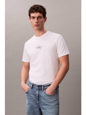 calvin klein jeans ανδρικό t-shirt μονόχρωμο με λογότυπο