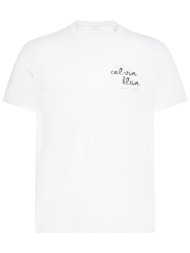 calvin klein jeans ανδρικό t-shirt με graphic logo print regular fit - lv04rg837g λευκό