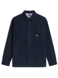 tommy jeans ανδρικό overshirt structured με τσέπη και λογότυπο oversized fit - dm0dm21698 μπλε σκούρ
