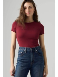 levi`s® γυναικείο t-shirt ribbed με λογότυπο slim fit `hayes` - 001j30065 μπορντό