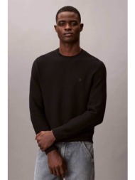 calvin klein ανδρικό πουλόβερ textured με κεντημένο monogram - lv04lf304g μαύρο
