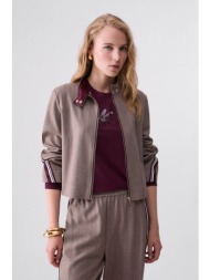liu jo γυναικείο jacket με δίχρωμη τρέσα - tf6146t692a μπεζ