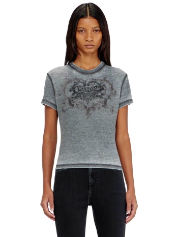 diesel γυναικείο t-shirt με burnout washed effect και