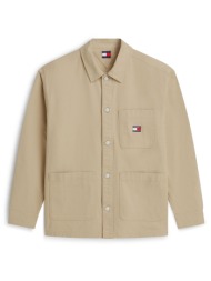 tommy jeans ανδρικό overshirt με τσέπη και λογότυπο oversized fit - dm0dm20236 μπεζ