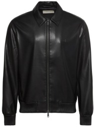 calvin klein jeans ανδρικό bomber jacket faux leather με monogram relaxed fit - lv04rg406g μαύρο