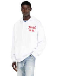 diesel ανδρική μπλούζα φούτερ με κουκούλα και print relaxed fit - w26a228960efbu λευκό