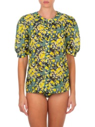 emmanuela γυναικείο πουκάμισο με floral print `joy` - 25α.244.w κίτρινο
