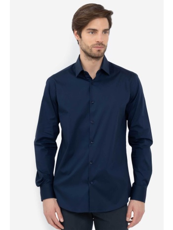 the bostonians ανδρικό πουκάμισο poplin μονόχρωμο slim fit