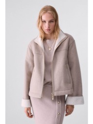 liu jo γυναικείο jacket με faux γούνα - tf6113t772a μπεζ