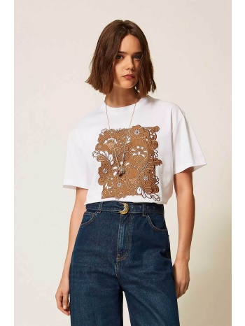 twinset γυναικείο t-shirt με δαντέλα - 262tp2760 λευκό