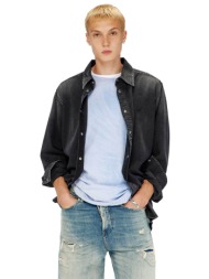 diesel ανδρικό denim πουκάμισο με κεντημένο monogram regular fit - w26a035340dbdc μαύρο