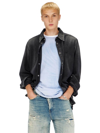 diesel ανδρικό denim πουκάμισο με κεντημένο monogram