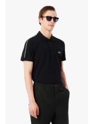 lacoste ανδρική μπλούζα πόλο πικέ με λογότυπο και logo tape στους ώμους regular fit - ph0897 μαύρο