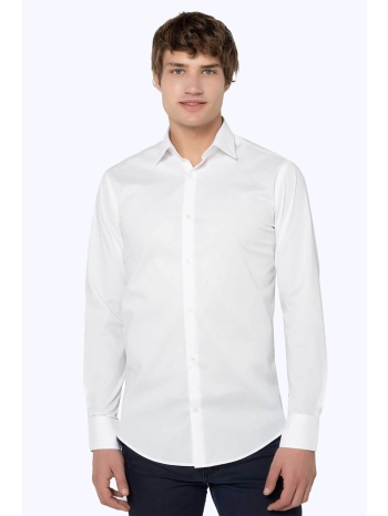 the bostonians ανδρικό πουκάμισο poplin μονόχρωμο slim fit