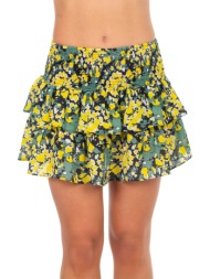 emmanuela γυναικεία mini φούστα με floral print `angel` - 25a.245.w κίτρινο