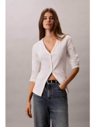 calvin klein jeans γυναικεία ζακέτα ribbed slim fit - lv047g207g λευκό