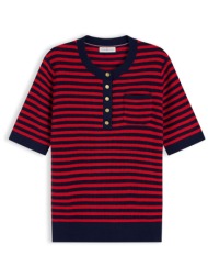 tommy hilfiger γυναικεία πλεκτή μπλούζα structured henley με ριγέ σχέδιο regular fit - ww0ww50085 κό