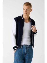 guess ανδρική πλεκτή ζακέτα colourblocked με λογότυπο - m6yr03z0905 μπλε navy