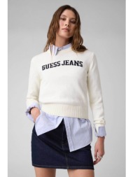 guess γυναικείο πουλόβερ με κεντημένο λογότυπο regular fit - w4br10z3hm1 λευκό