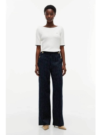 tommy hilfiger γυναικείο παντελόνι ριγέ με λινάρι relaxed