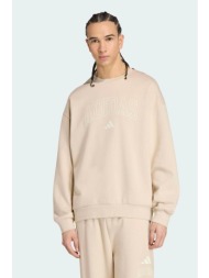adidas ανδρική μπλούζα φούτερ με λογότυπο loose fit `seasonal essentials collegiate` - kf4250 μπεζ