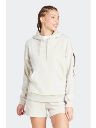 adidas γυναικεία μπλούζα φούτερ με κουκούλα regular fit `essentials small logo french terry` - jc593