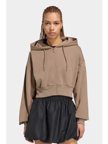 adidas γυναικεία ζακέτα φούτερ cropped με κουκούλα regular