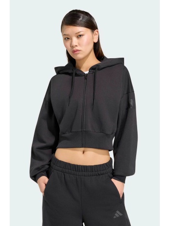 adidas γυναικεία ζακέτα φούτερ cropped με κουκούλα regular