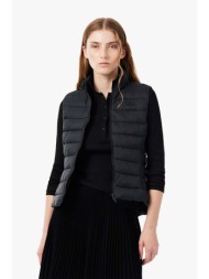 lacoste γυναικείο αμάνικο μπουφάν αδιάβροχο καπιτονέ με λογότυπο slim fit - bf0602 μαύρο