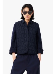 lacoste γυναικείο αμάνικο μπουφάν αδιάβροχο καπιτονέ με tennis ball motif regular fit - bf8450 μπλε 