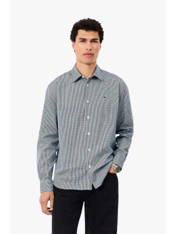 lacoste ανδρικό πουκάμισο με καρό σχέδιο και κεντημένο