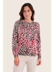 gerry weber γυναικεία μπλούζα πλεκτή με animal print - n76031713038 ροζ