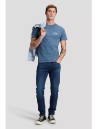 lee® ανδρικό τζιν παντελόνι πεντάτσεπο slim straight fit `rider` - 112386467 denim blue σκούρο