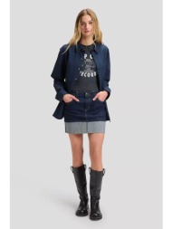 lee® γυναικεία denim mini φούστα πεντάτσεπη regular fit `selvedge` - 112385769 denim blue σκούρο