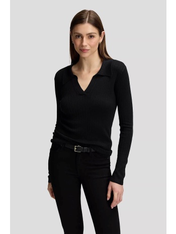 lee® γυναικεία μπλούζα πόλο ribbed με v slim fit 
