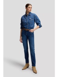 lee® γυναικείο τζιν παντελόνι πεντάτσεπο regular straight fit `marion` - 112385811 denim blue σκούρο