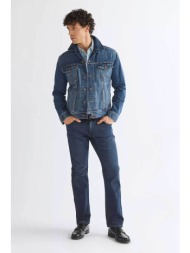 wrangler® ανδρικό τζιν παντελόνι πεντάτσεπο regular straight fit `greensboro` - 112386854 denim blue
