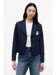 tommy hilfiger γυναικείο σακάκι με λογότυπο regular fit - ww0ww50146 μπλε σκούρο